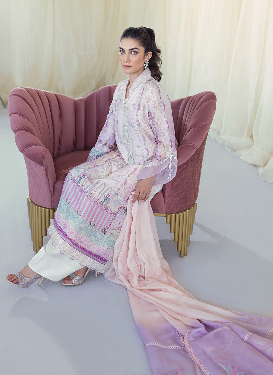 Maude Lavender Silk Shirt and Dupatta