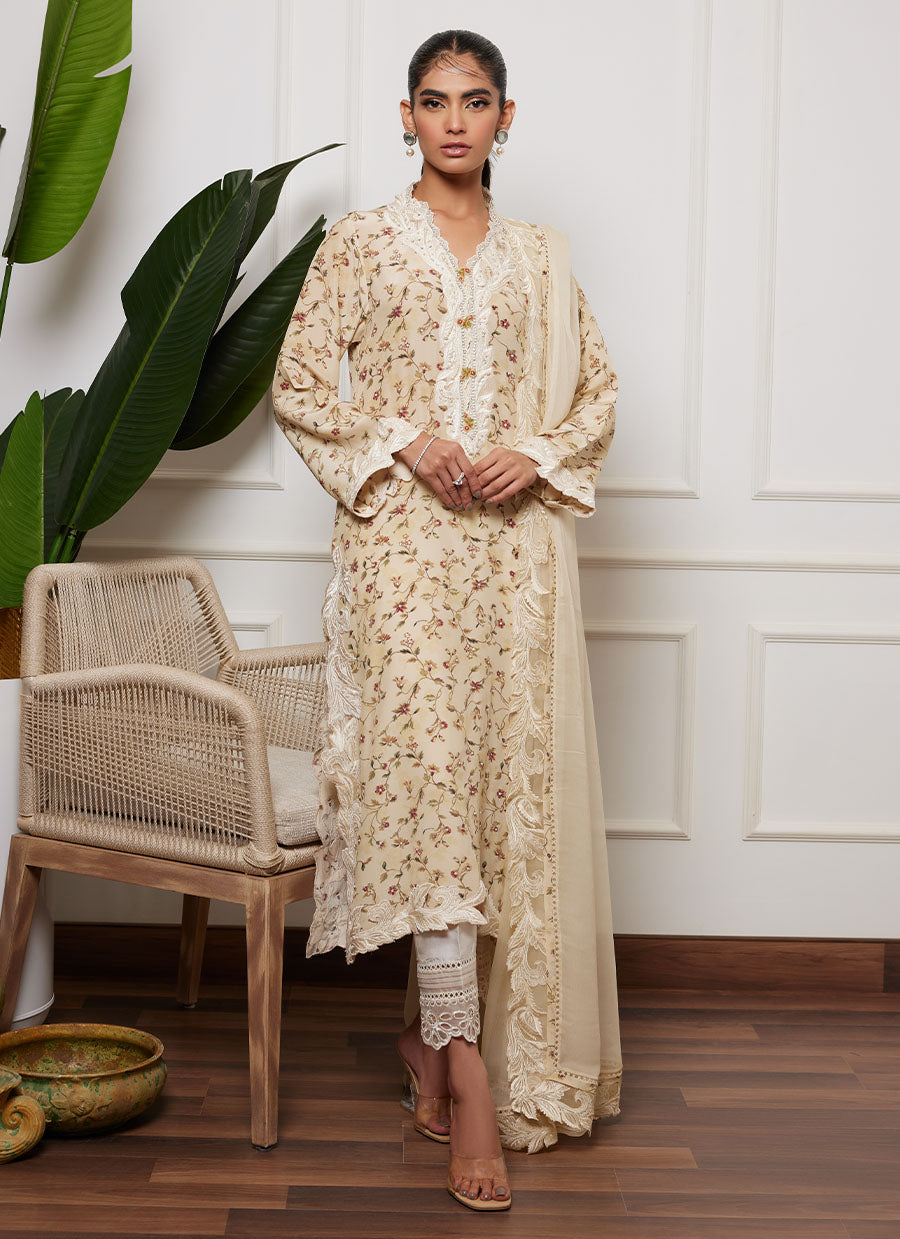 Dendera Ivory Shirt And Dupatta