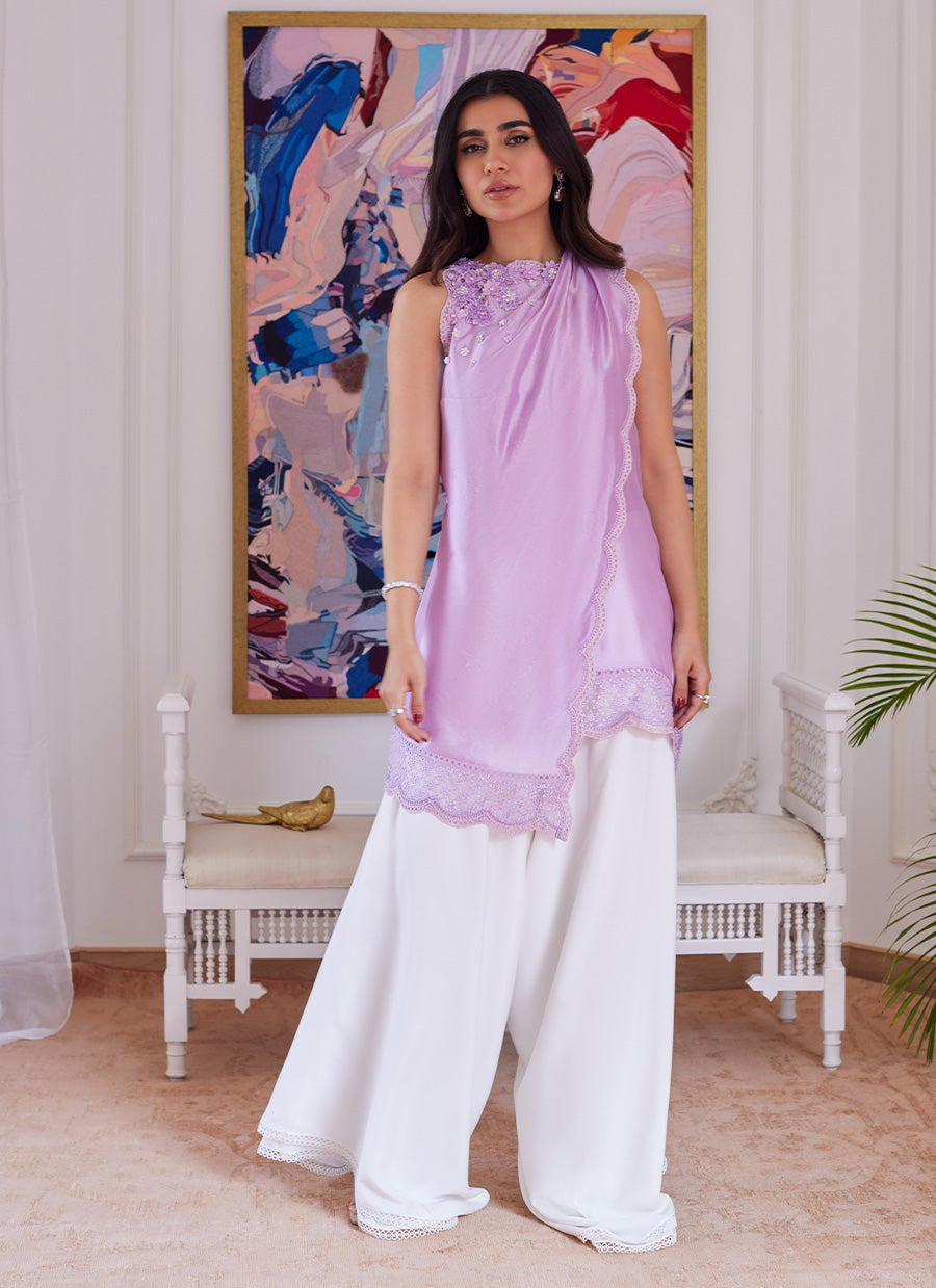 Suzette Lavender Asymmetrical Raw Silk Shirt