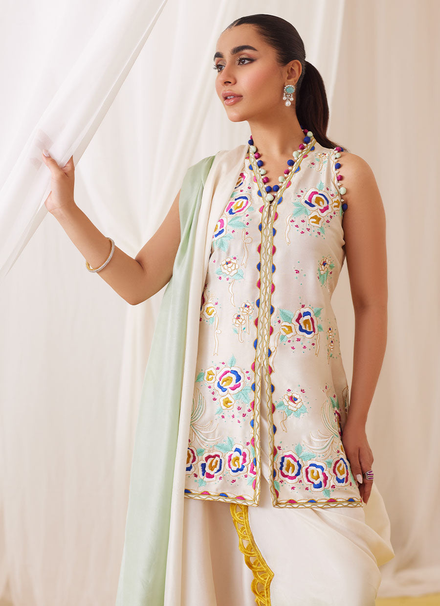 Cleo Ivory Embroidery Shirt And Dupatta