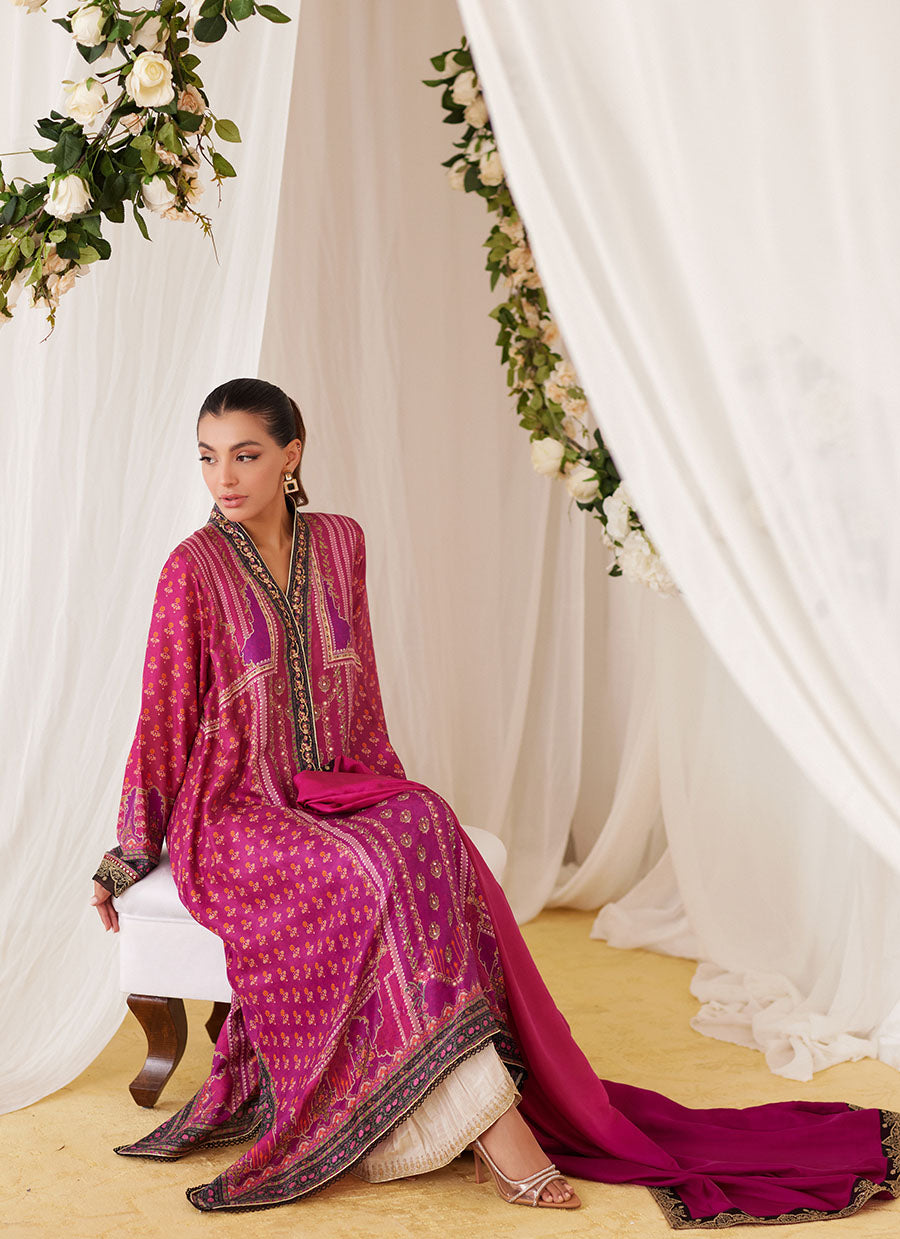 Sola Printed Raw Silk Shirt And Dupatta