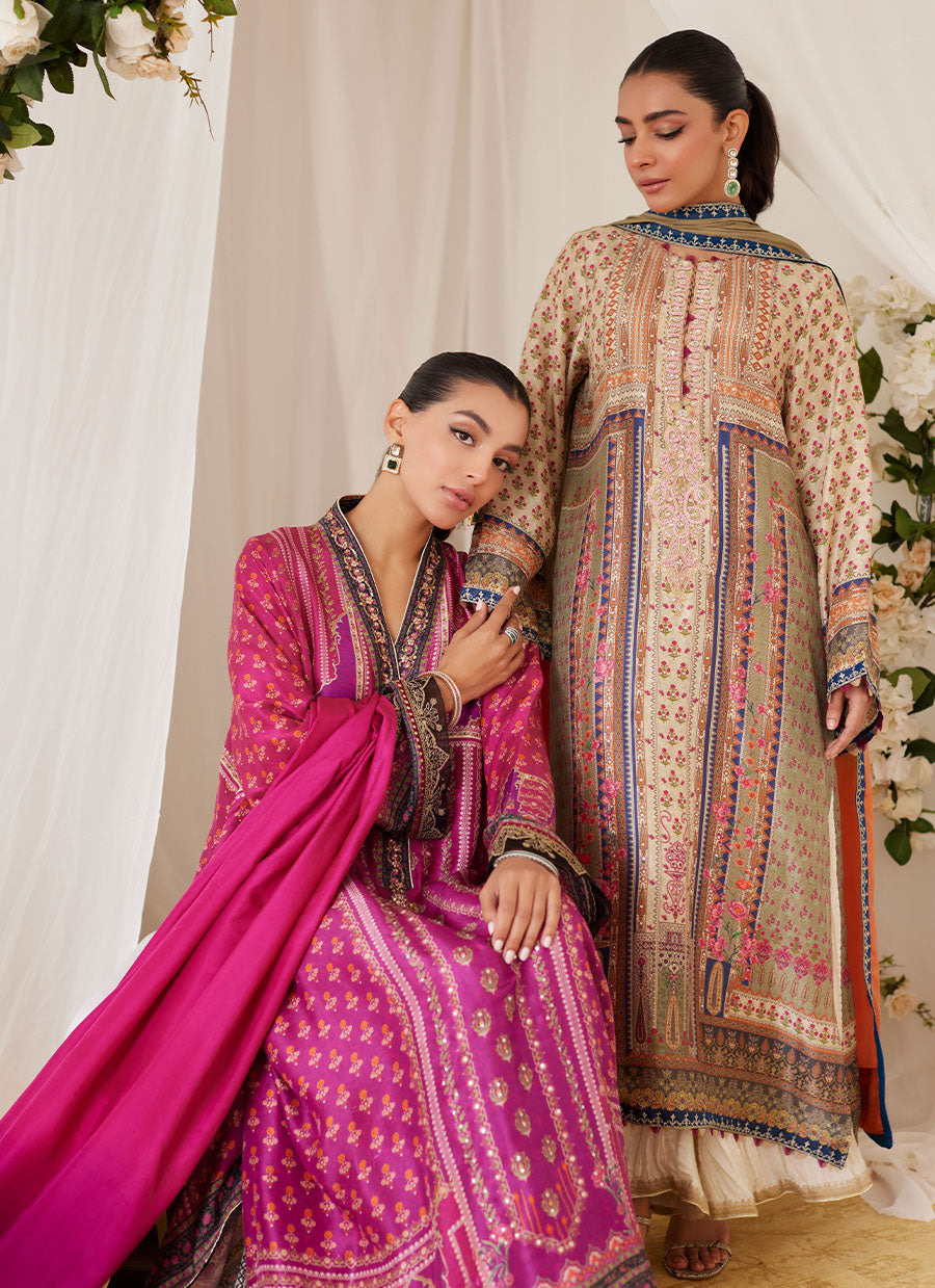 Reen Printed Raw Silk Shirt And Dupatta