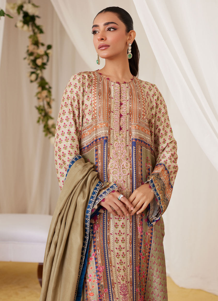 Reen Printed Raw Silk Shirt And Dupatta