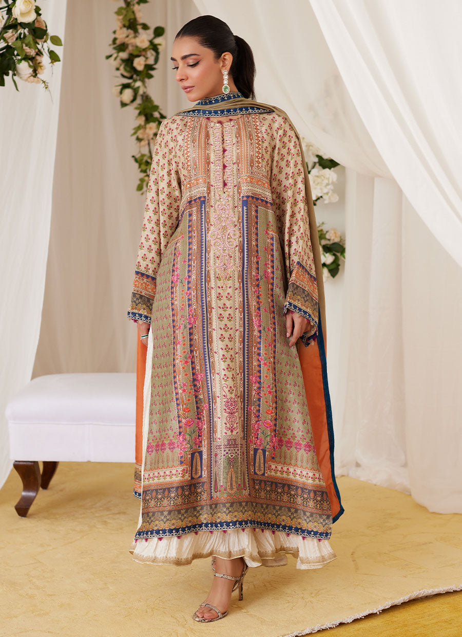 Reen Printed Raw Silk Shirt And Dupatta