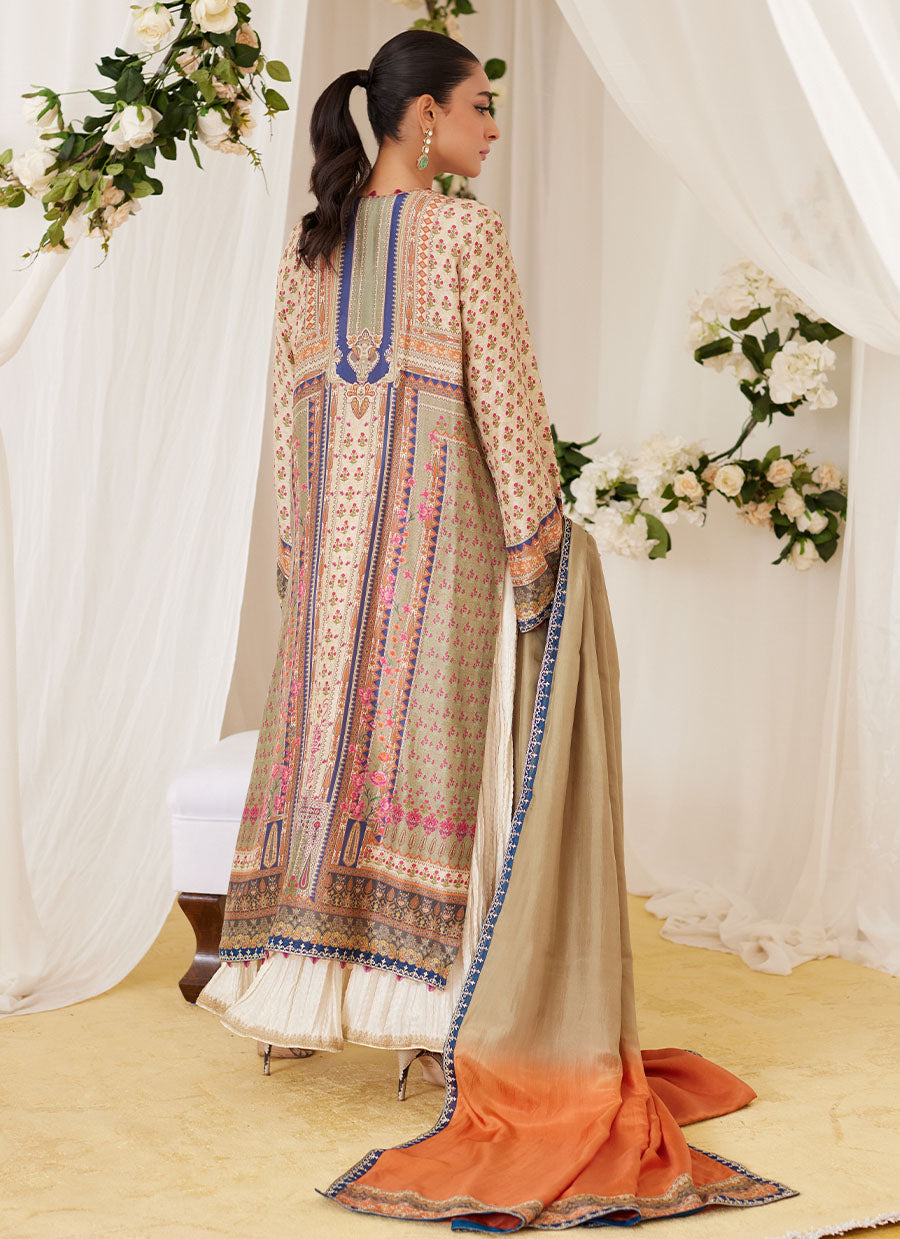 Reen Printed Raw Silk Shirt And Dupatta