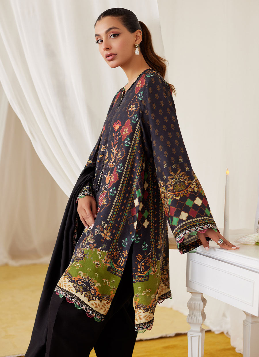 Maala Printed Raw Silk Shirt And Dupatta