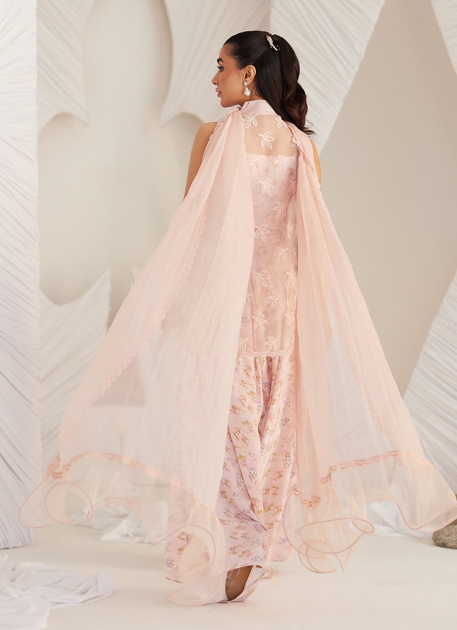 Kyma Blush Organza Jacket and Dupatta