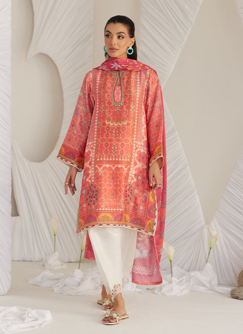 Lillia Tangerine Shirt and Dupatta