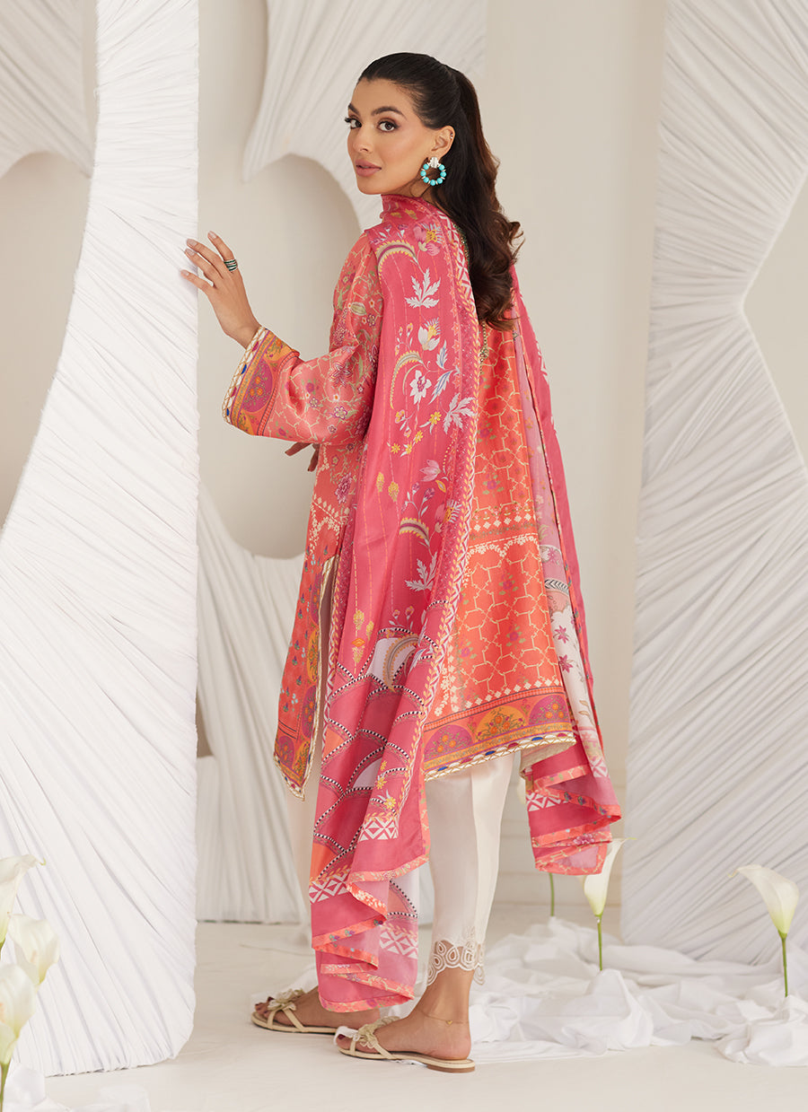 Lillia Tangerine Shirt and Dupatta