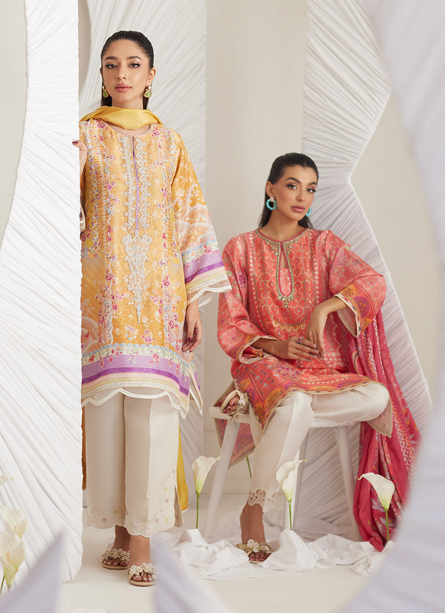 Lillia Tangerine Shirt and Dupatta