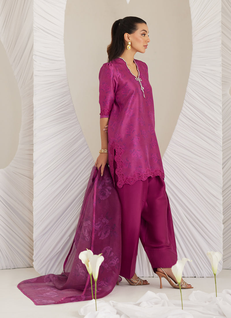 Sev Magenta Shirt and Dupatta