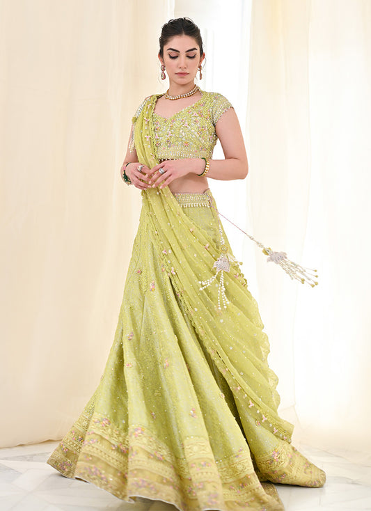 Kiki Kiwi Lengha Choli with Draped Dupatta