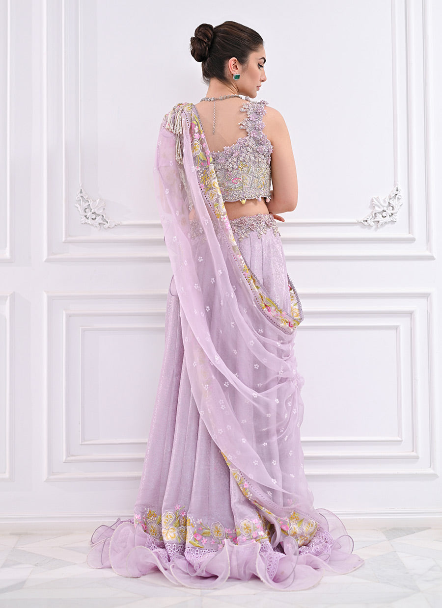 Labella Lavender Lengha choli with Draped Dupatta