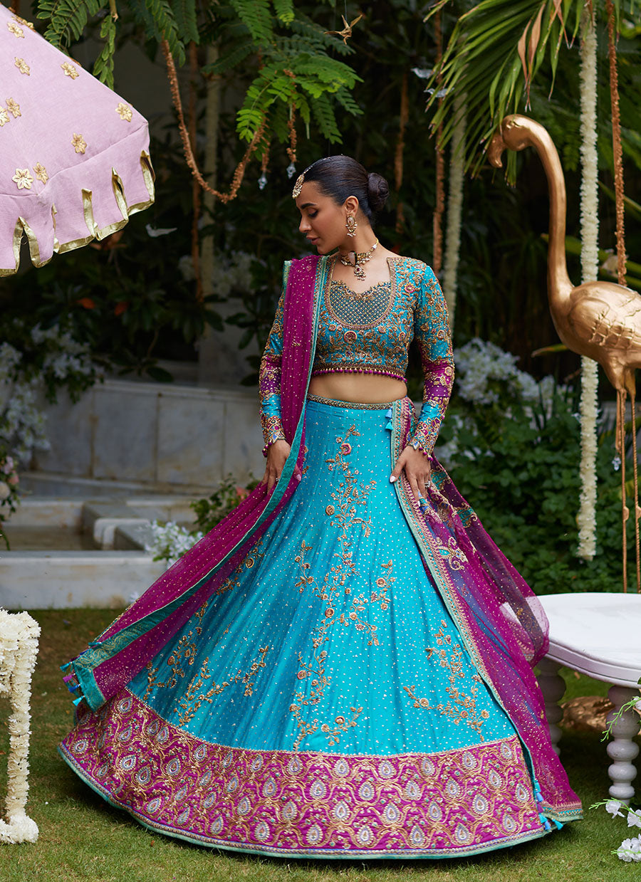 Nuresa Teal Lehenga Choli