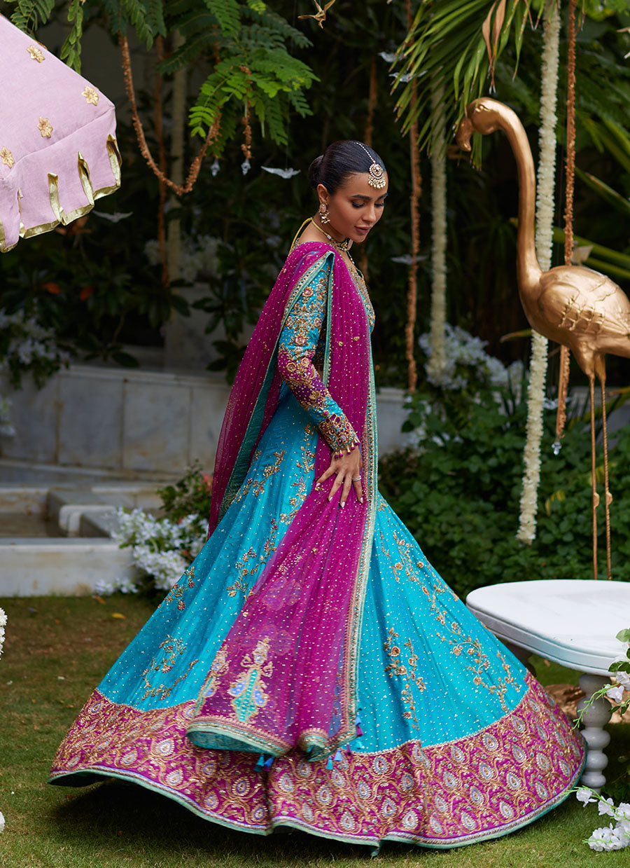 Nuresa Teal Lehenga Choli