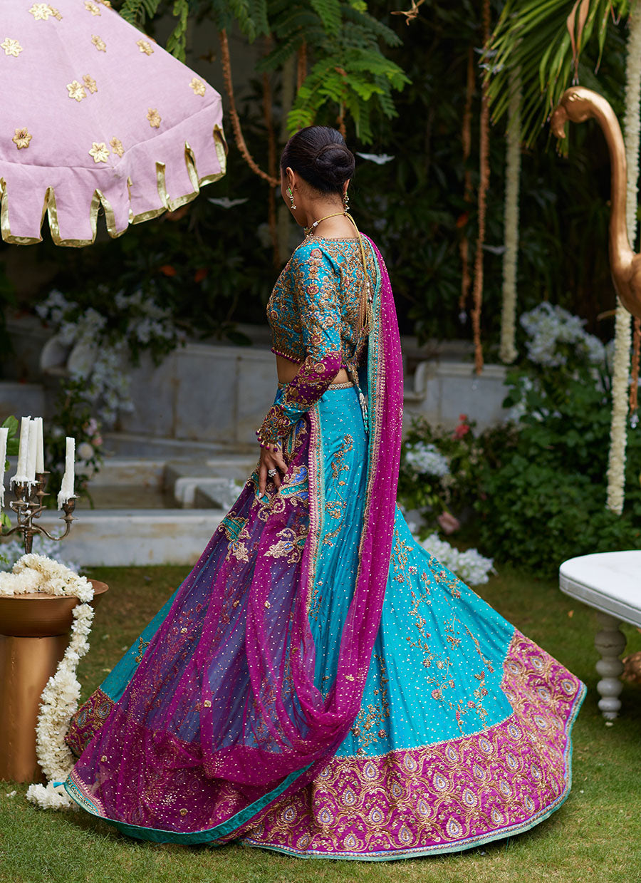 Nuresa Teal Lehenga Choli