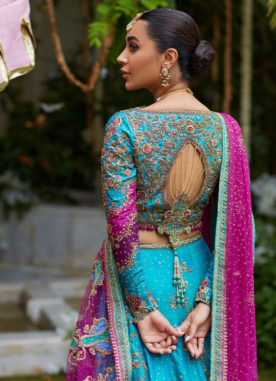 Nuresa Teal Lehenga Choli