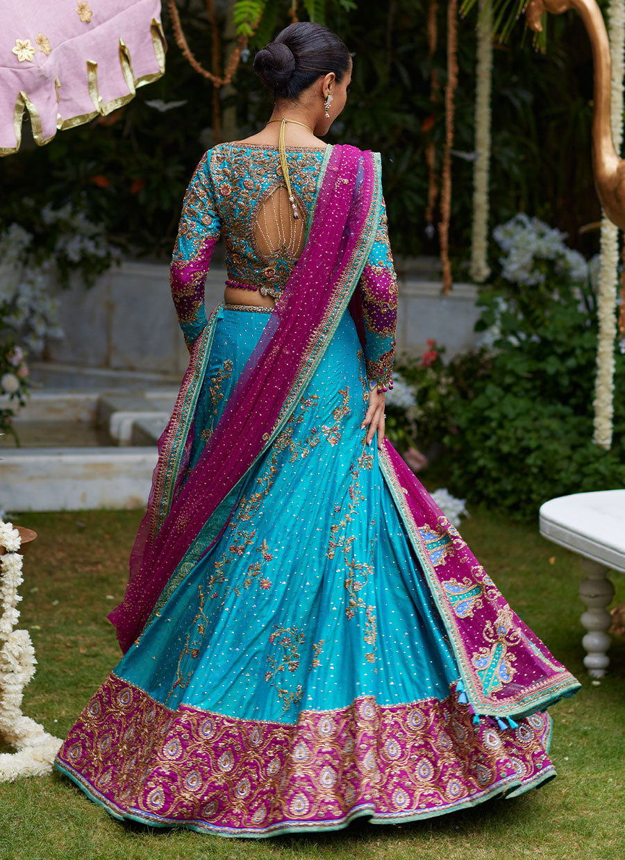 Nuresa Teal Lehenga Choli