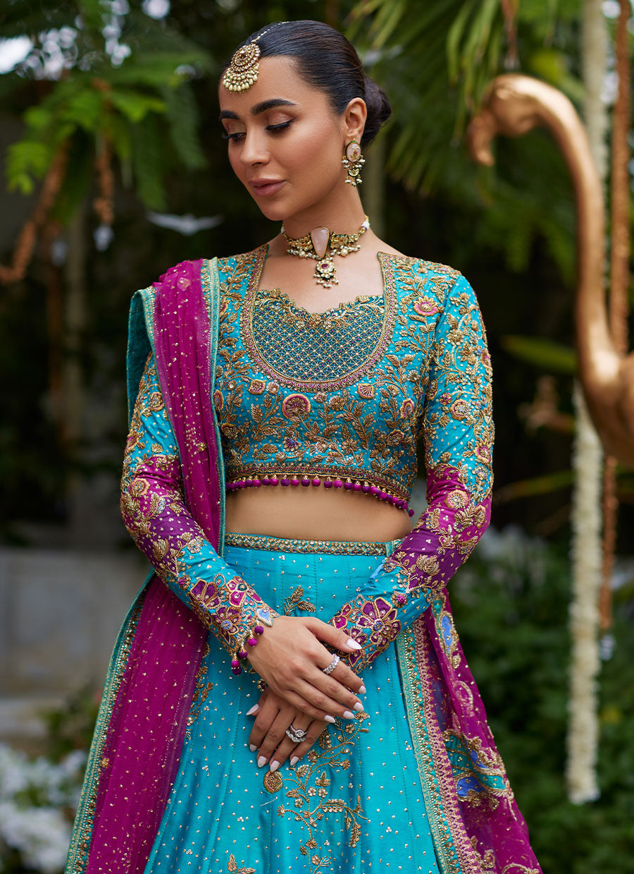 Nuresa Teal Lehenga Choli