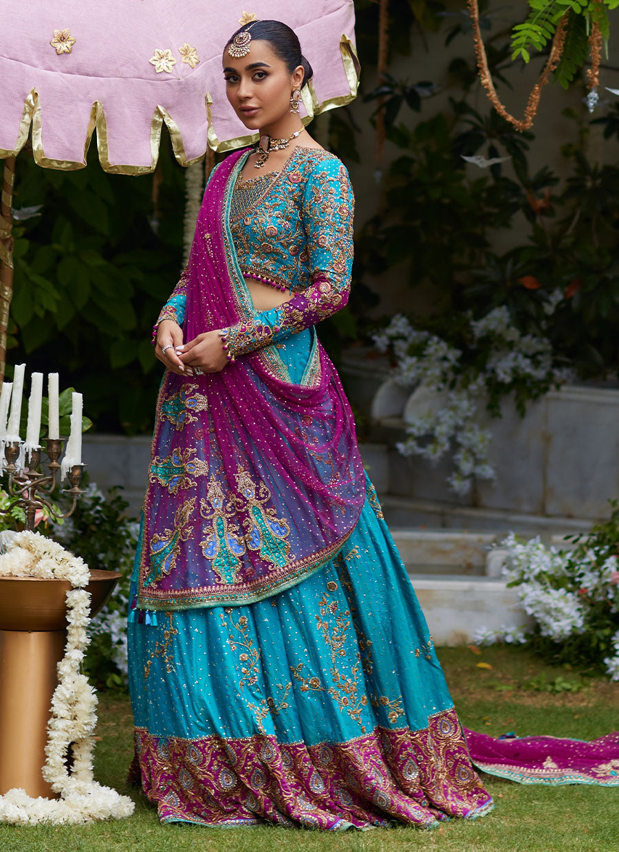 Nuresa Teal Lehenga Choli