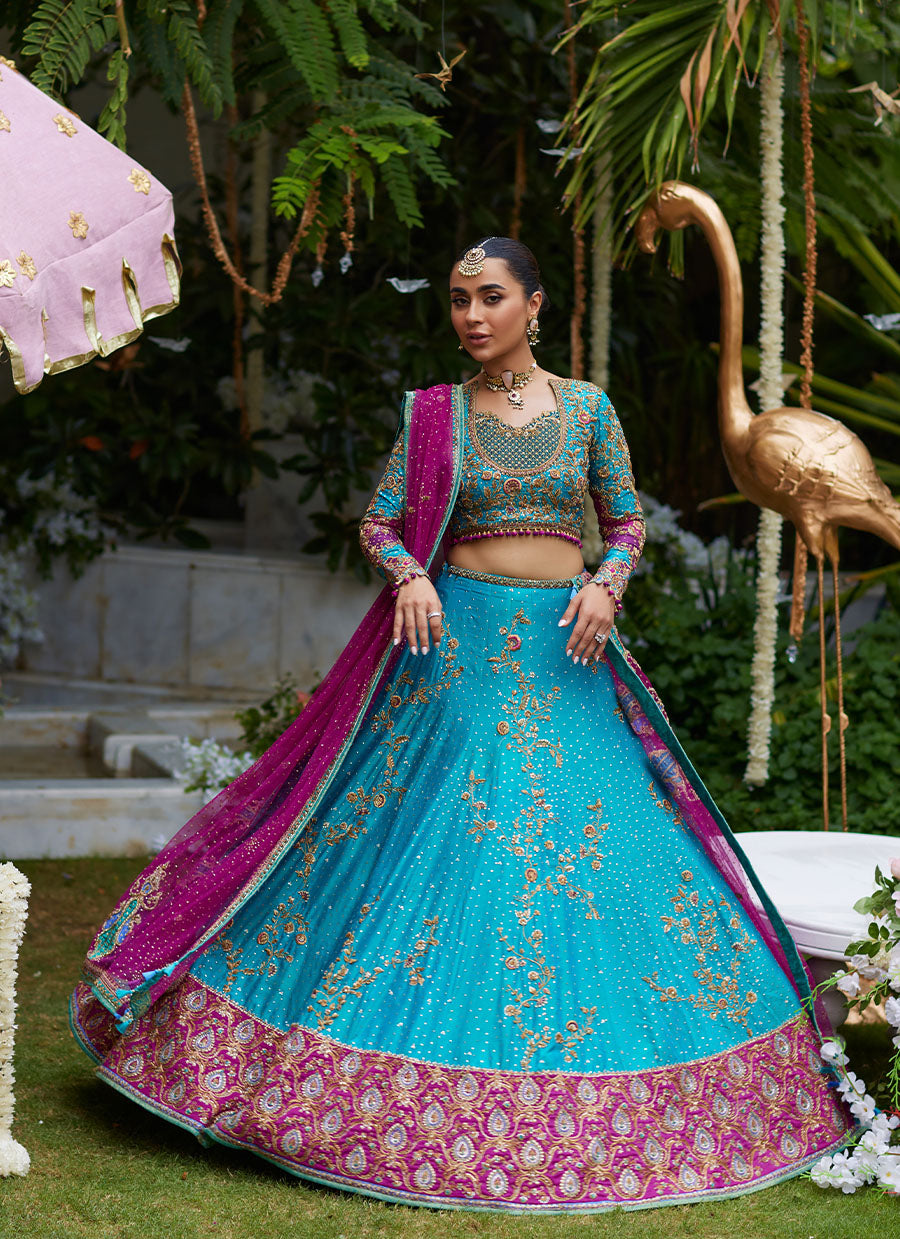 Nuresa Teal Lehenga Choli