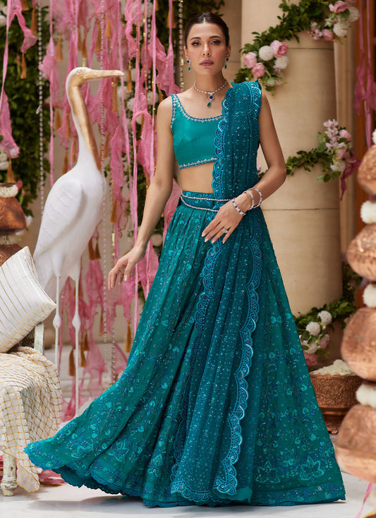 Miral Teal Lehenga Choli