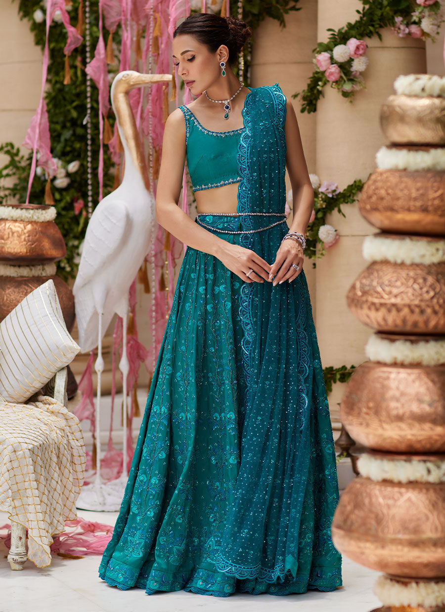 Miral Teal Lehenga Choli