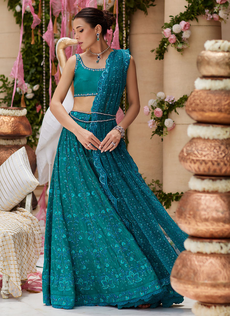 Miral Teal Lehenga Choli