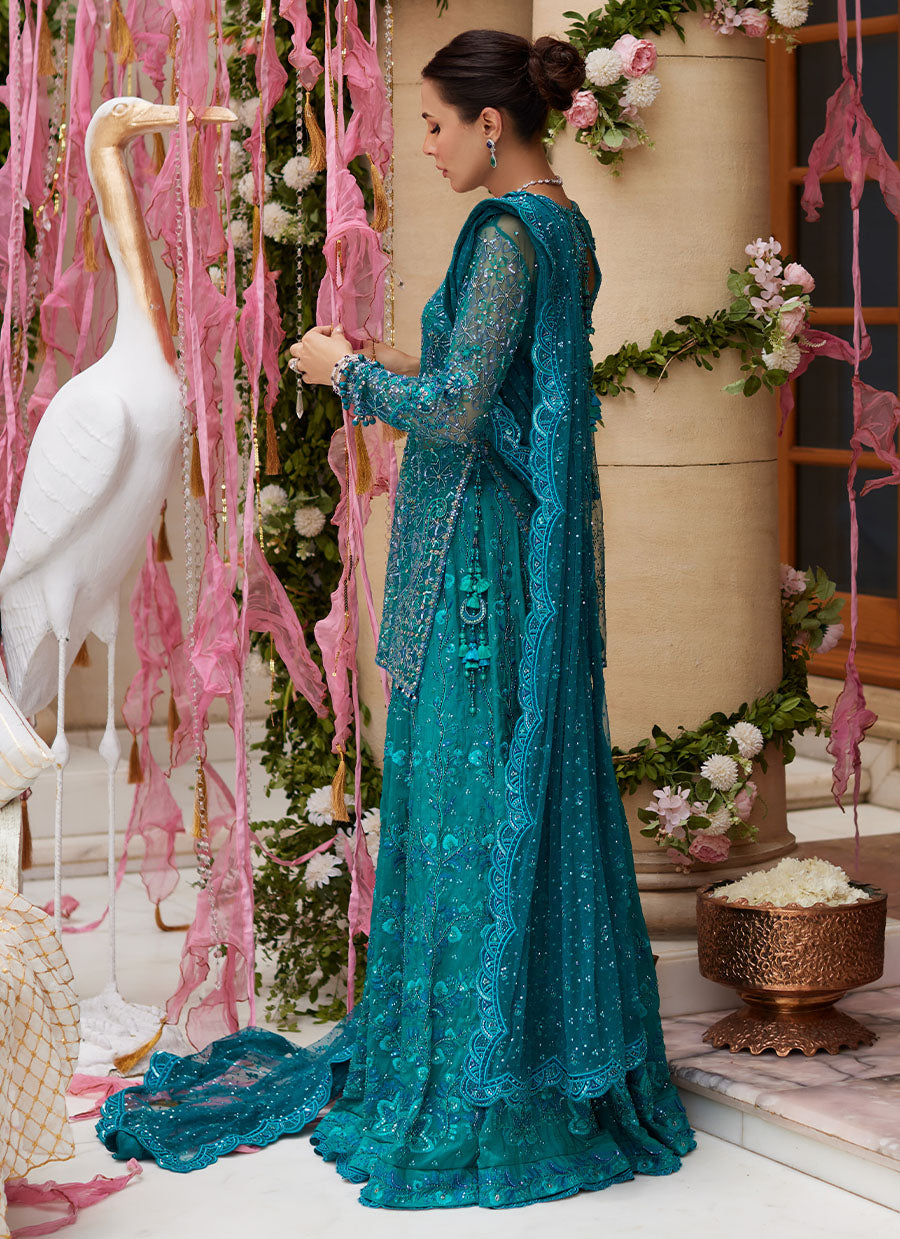 Miral Teal Short Shirt And Lehenga