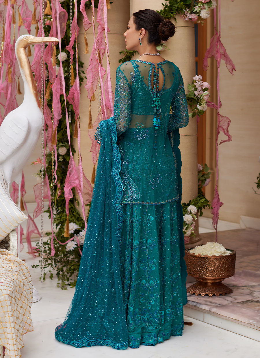 Miral Teal Short Shirt And Lehenga