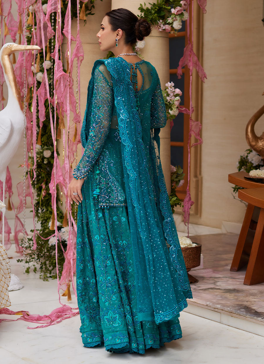 Miral Teal Short Shirt And Lehenga