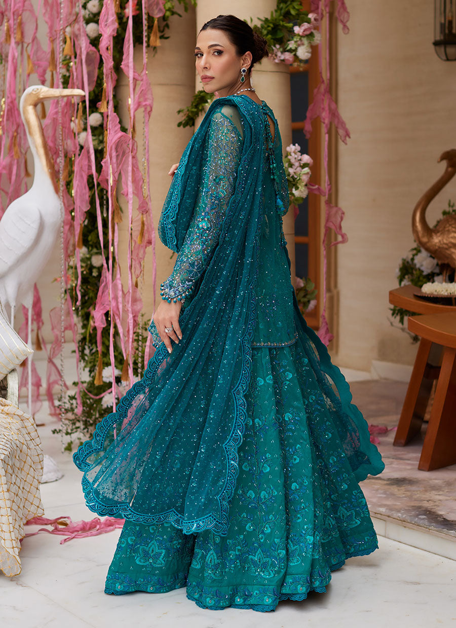 Miral Teal Short Shirt And Lehenga