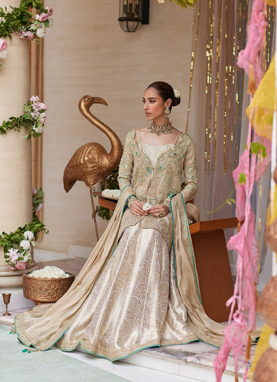 Vyara Gold Jacket and Lehenga