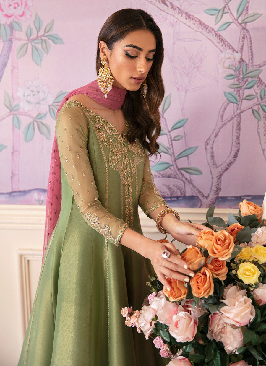 Anisa Apple Green Kalidaar And Dupatta