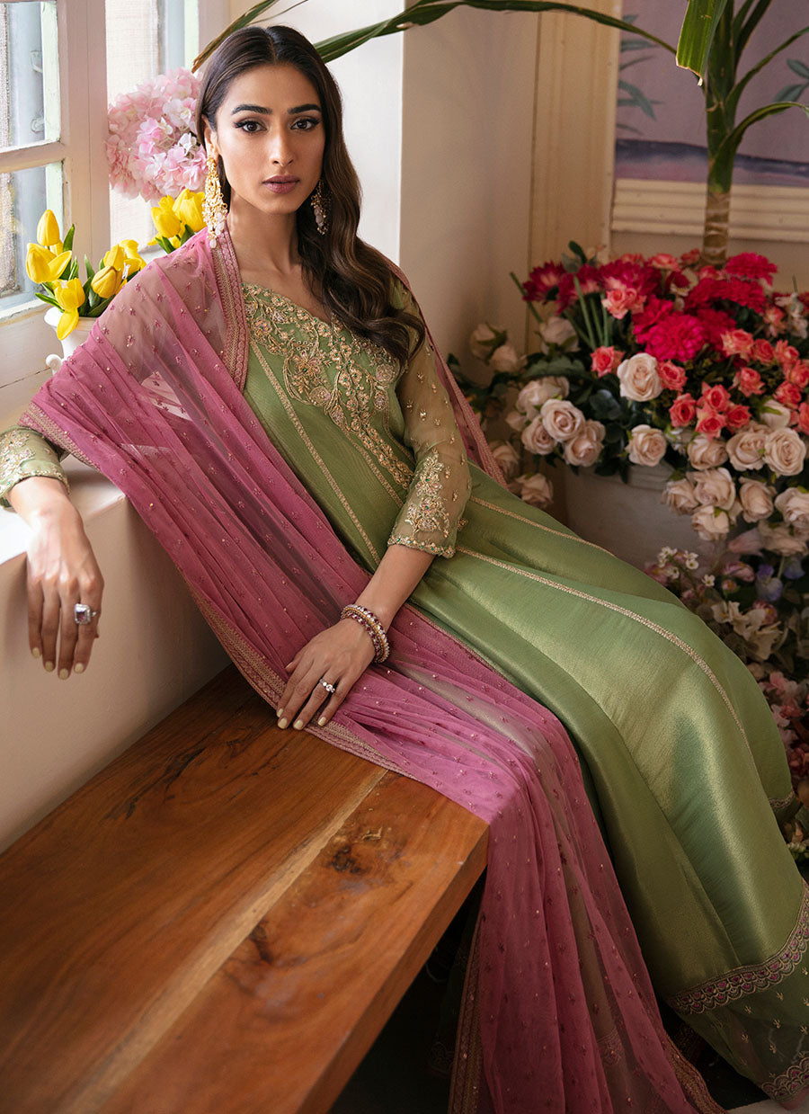 Anisa Apple Green Kalidaar And Dupatta