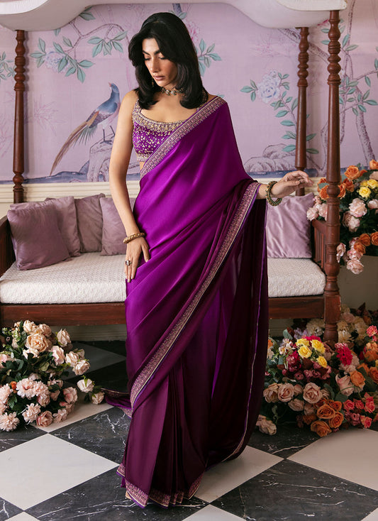 Aigul Aubergine Saree