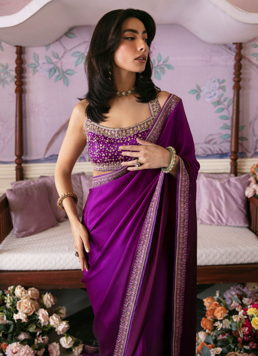 Aigul Aubergine Saree