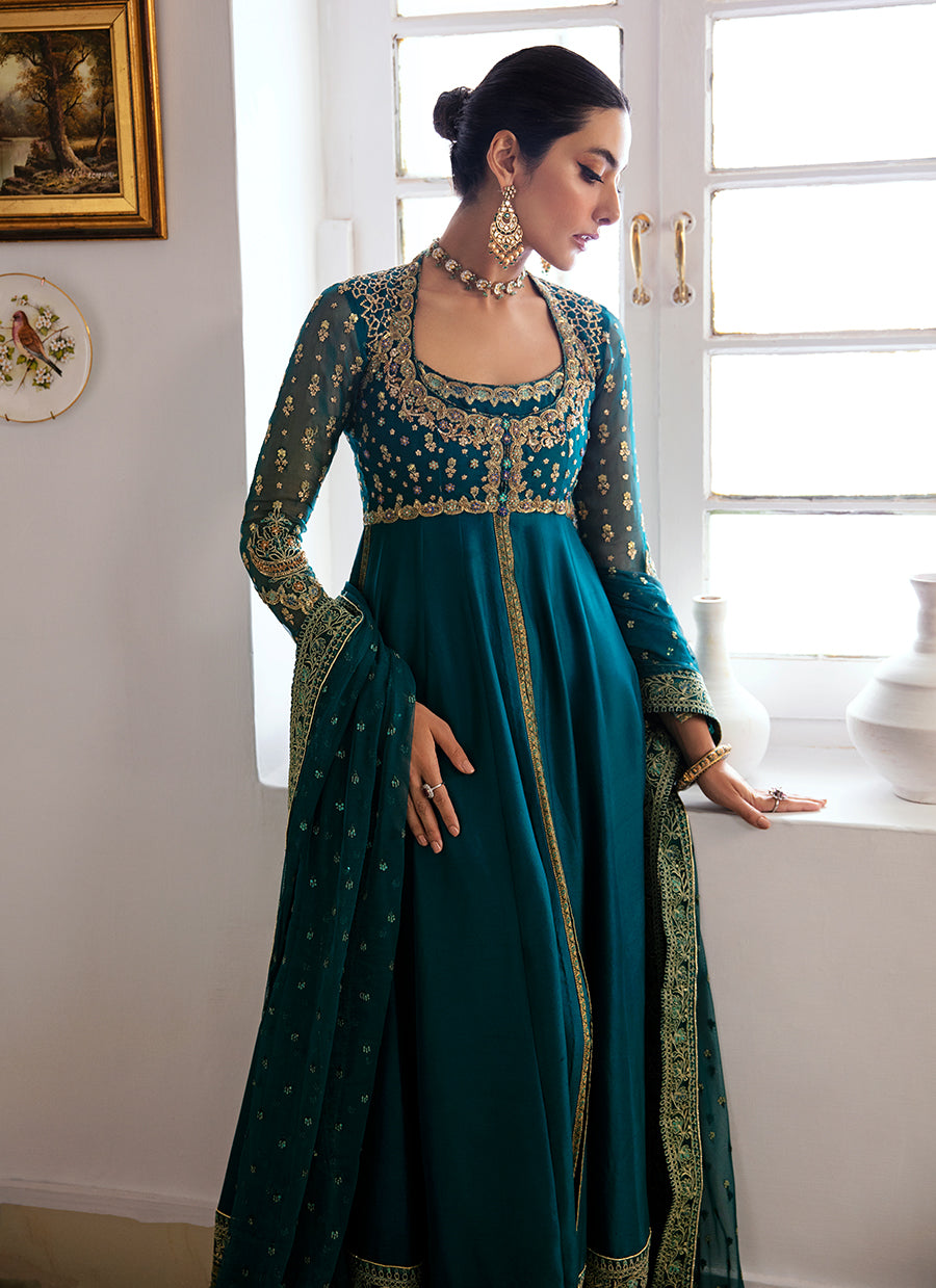 Afra Teal Kalidaar And Dupatta