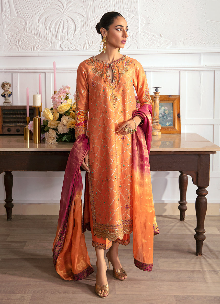 Aleen Apricot Shirt And Dupatta