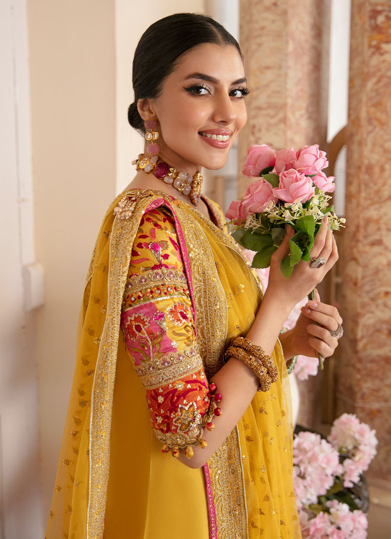 Aqiq Kiwi Kalidaar And Draped Dupatta