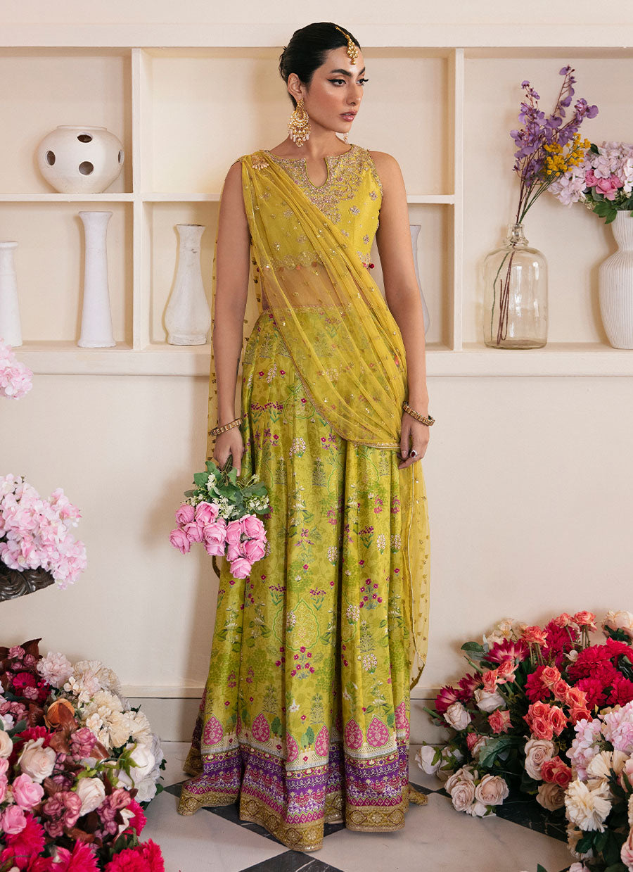 Elika Lime Lehnga Choli And Dupatta