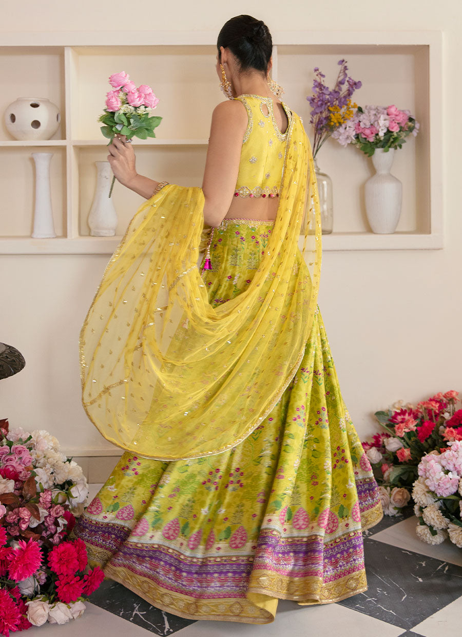 Elika Lime Lehnga Choli And Dupatta