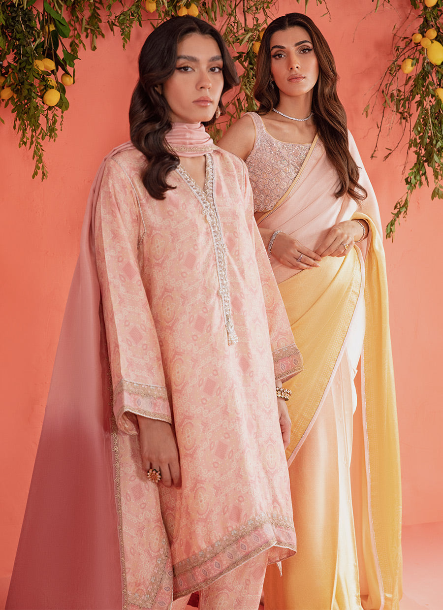 Mona Blush Shirt And Dupatta