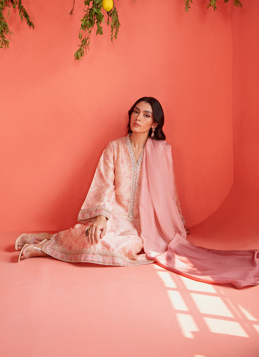 Mona Blush Shirt And Dupatta