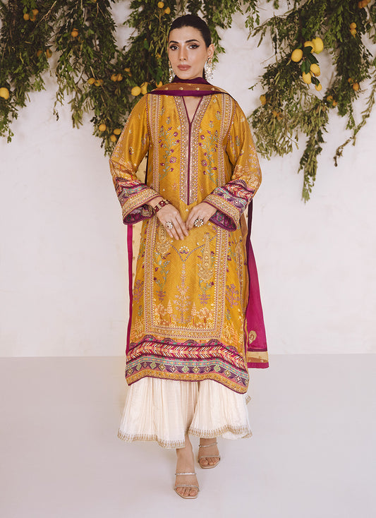 Zarf Ochre Shirt And Dupatta