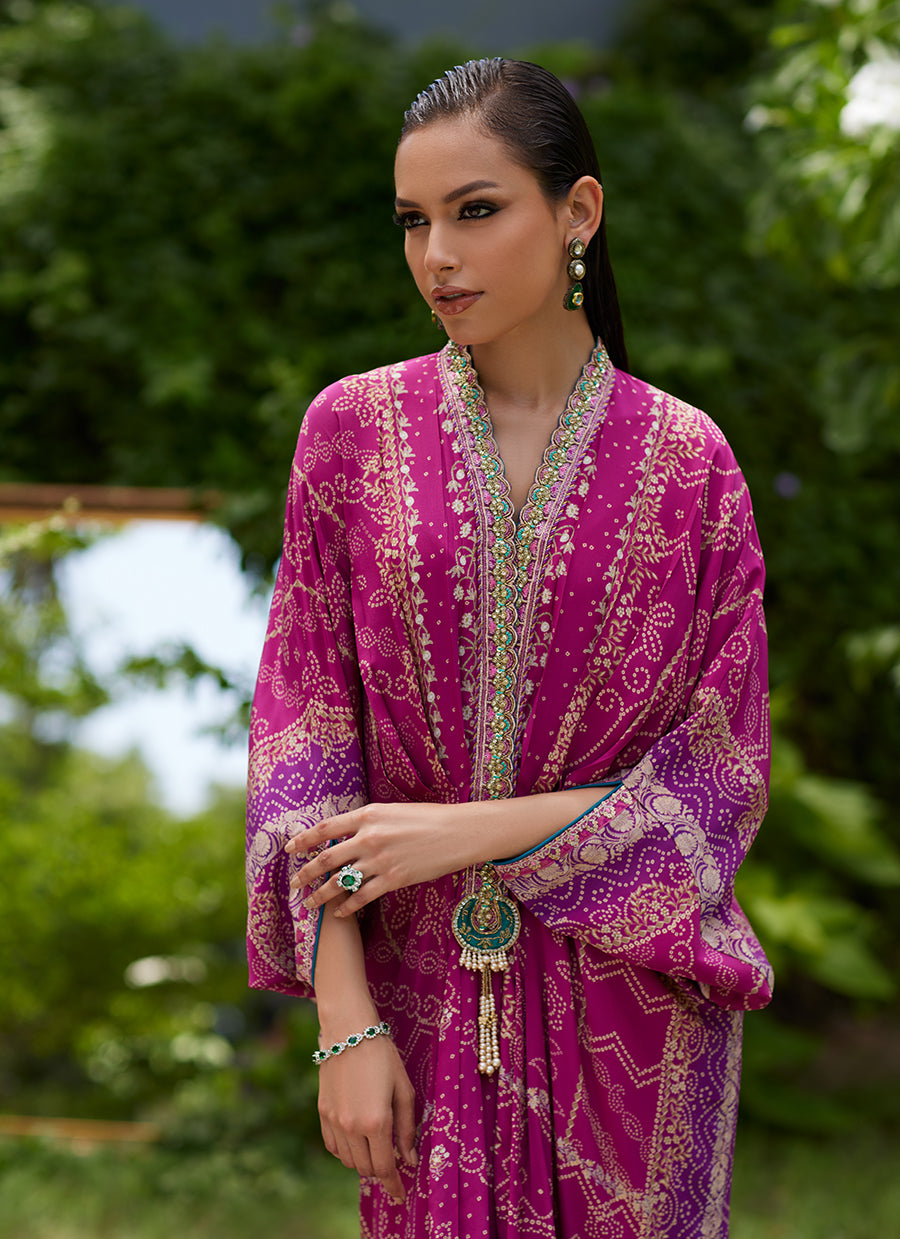 Zahli Magenta Ombre Kaftan