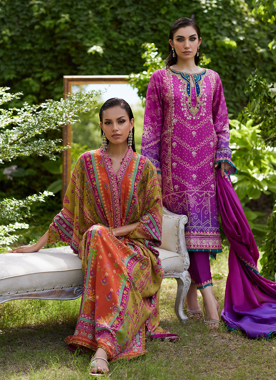 Tazeen Magenta Ombre Shirt And Dupatta