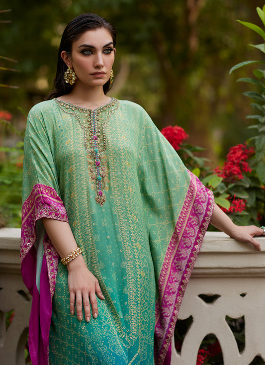 Persia Teal Ombre Kaftan