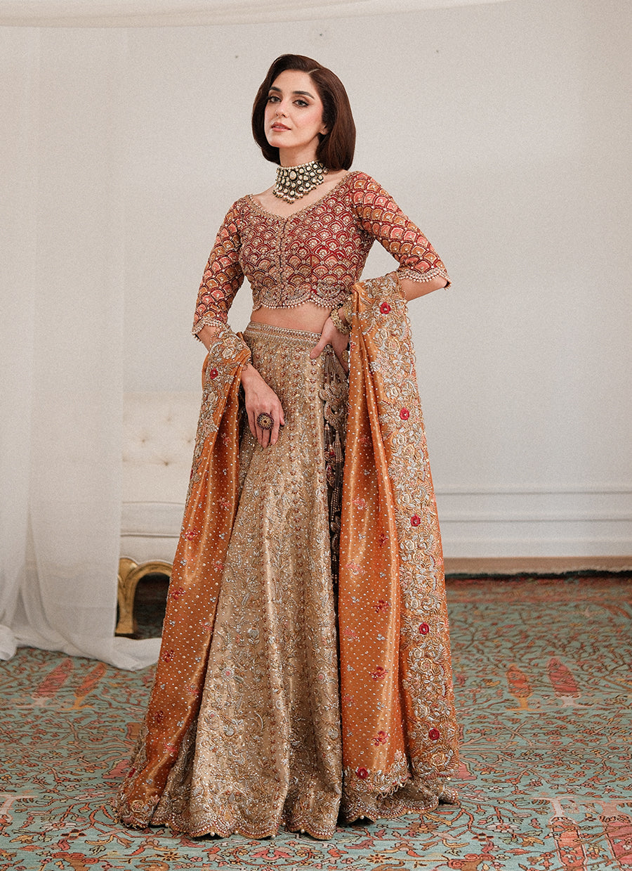 Lila Gold Lehnga Choli Bridal