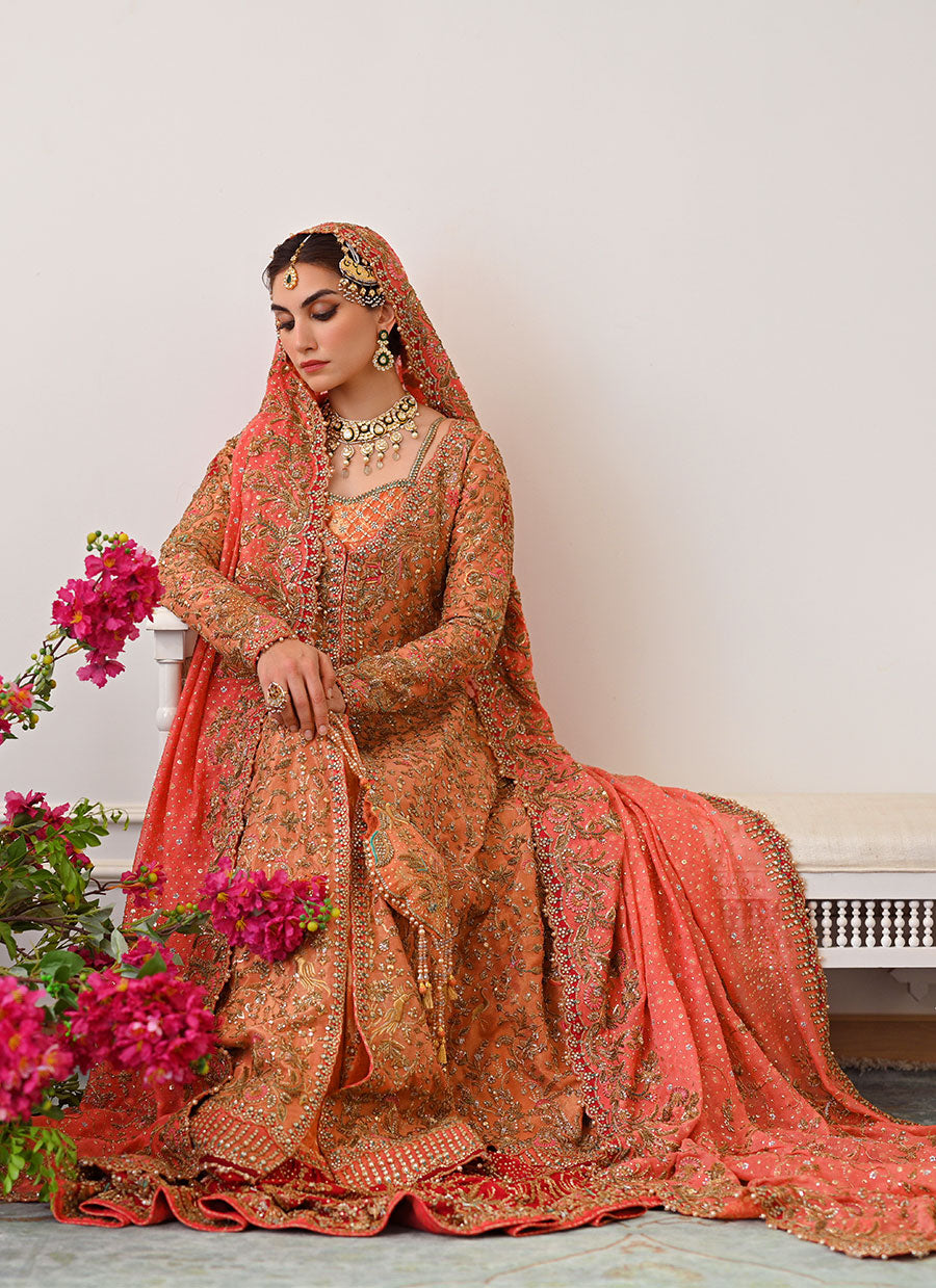 Sitara Kalidaar Front Open Bridal With Farshi Lehnga